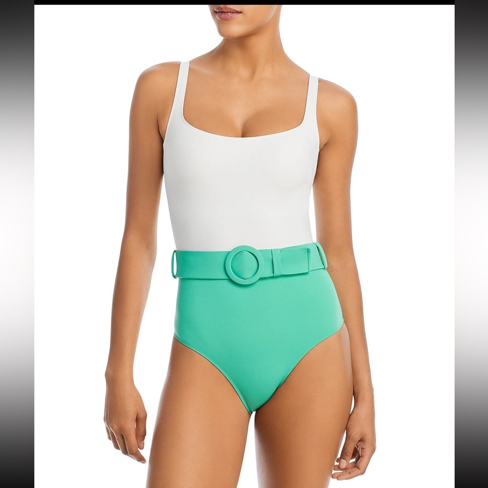Evarae White and Green Women's Swimsuit